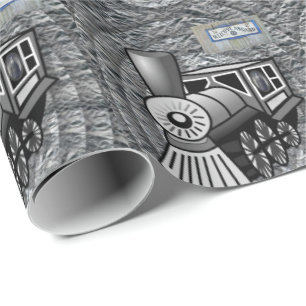 Cadeau Papier à enveloppement brillant Train Vintage