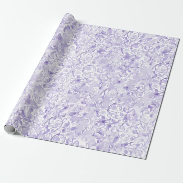 Cadeau Papier à enveloppement d'aquarelle lavande (Déroulé)