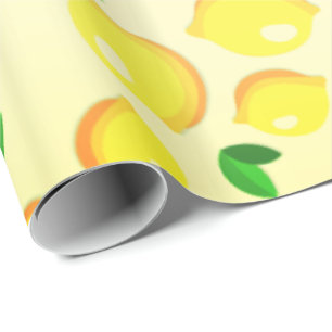 Cadeau Papier à enveloppement de citron jaune