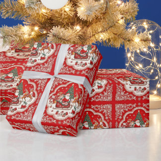 Cadeau Papier à enveloppement de Noël Vintage Père Noël S