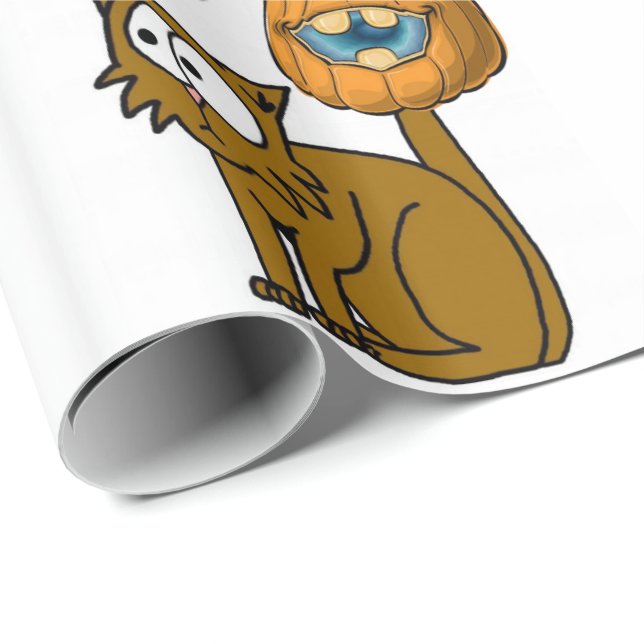 Cadeau Papier à enveloppement d'Halloween, Chat (Coin rond)