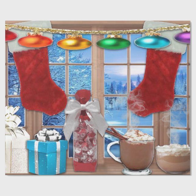 Cadeau Papier à enveloppement Joyeuses Fêtes (Plat)