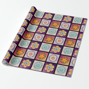Cadeau Papier à enveloppement Mandalas de couleur - Noir