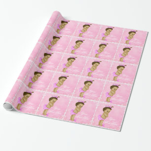 Cadeau Papier à enveloppement pour bébé rose vintage