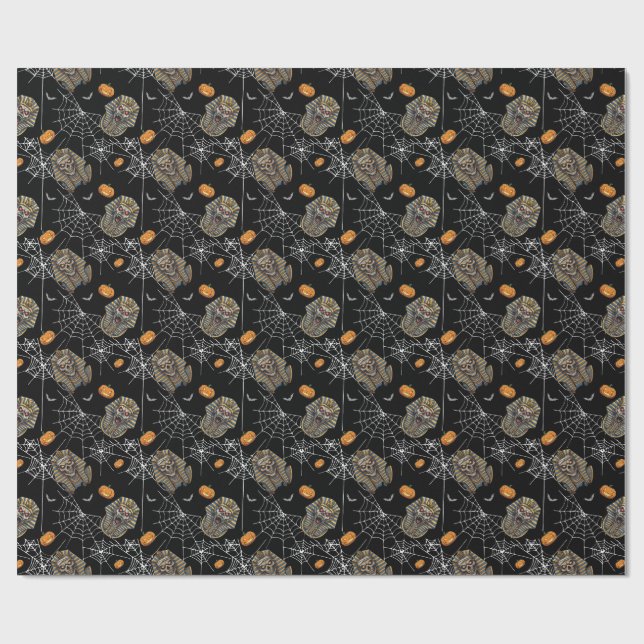 Cadeau 🖤 Papier à enveloppement pour momie Pharaon Noir  (Plat)