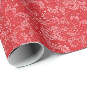 Cadeau Papier à enveloppement rouge floral élégant