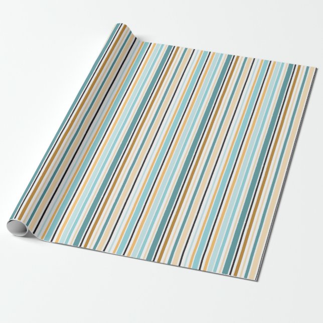 Cadeau Papier à enveloppement Turquoise d'or Hope Stripe (Déroulé)