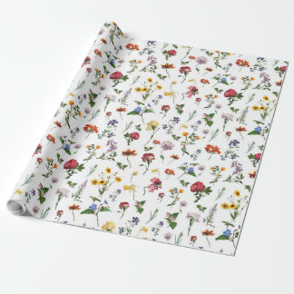Cadeau Papier à enveloppement vintage - Fleurs colorées