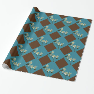 Cadeau Papier à envelopper Arlequin bleu fleur d'orchidée