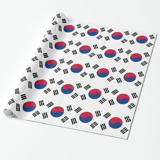 Cadeau Papier à envelopper avec Drapeau de Corée du Sud (Déroulé)