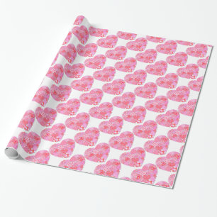 Cadeau Papier à envelopper blanc Coeurs