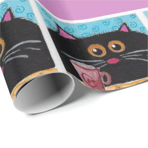 Cadeau Papier à envelopper brillant Chat lunatique