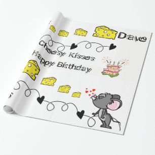 Cadeau Papier à envelopper Cheesy Mousey Baisers Joyeux a