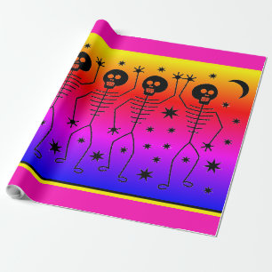Cadeau Papier à envelopper HALLOWEEN RAINBOW DANSER SKELE