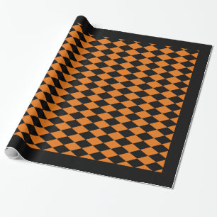 Cadeau Papier à envelopper, HARLEQUIN NOIR ET ORANGE 30"