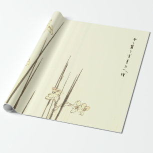 Cadeau Papier à envelopper IRIS JAPONAIS IMPRIMER EN VERT