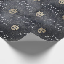 Papier à envelopper Joyeuses fêtes Crânes noirs