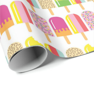 Cadeau Papier à envelopper - Lollies de glace rose, verte