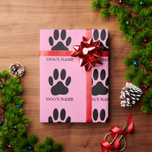 Cadeau Papier à envelopper noir et rose pour chien