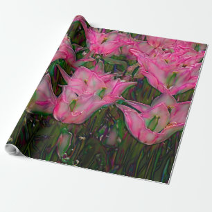 Cadeau Papier à envelopper Ouvert Tulipes roses chaudes