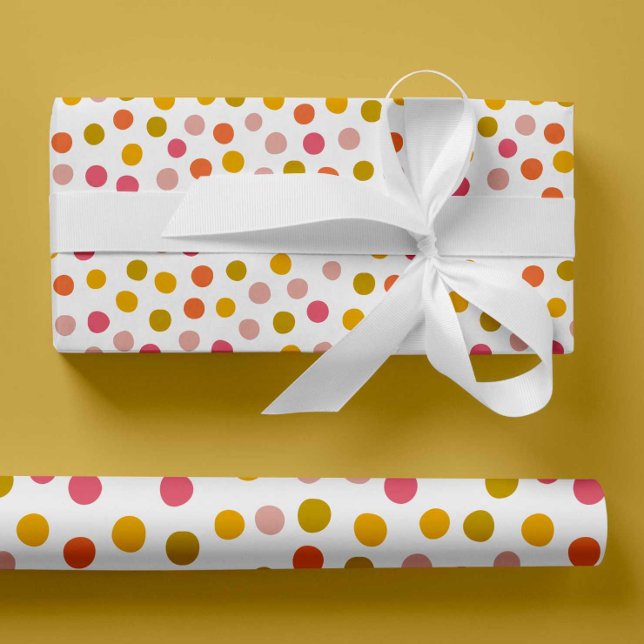 Cadeau Papier à envelopper pois jaune, rose et vert (Créateur téléchargé)