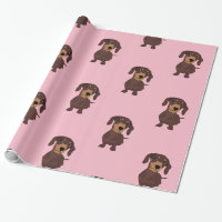 Papier à envelopper pour chien à saucisse rose mou