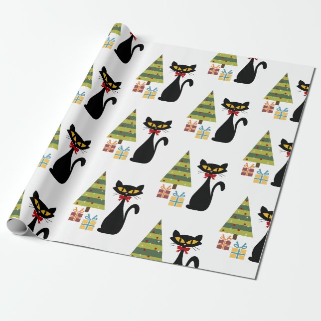 Cadeau Papier à envelopper pour le chat de Noël du milieu (Déroulé)