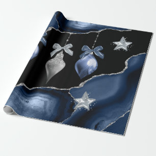 Cadeau Papier à envelopper rouleaux de Noël bleu/argent