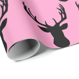 Cadeau Papier à envelopper - Tête de cerf rose pâle