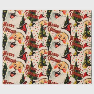 Cadeau Papier à envelopper Vintage rétro Rire Santas
