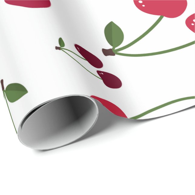 Cadeau Papier à motif de cerise mignonne (Coin rond)