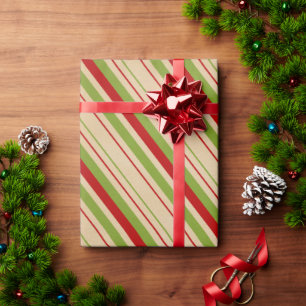 Cadeau Papier à Motif rayé vert rouge