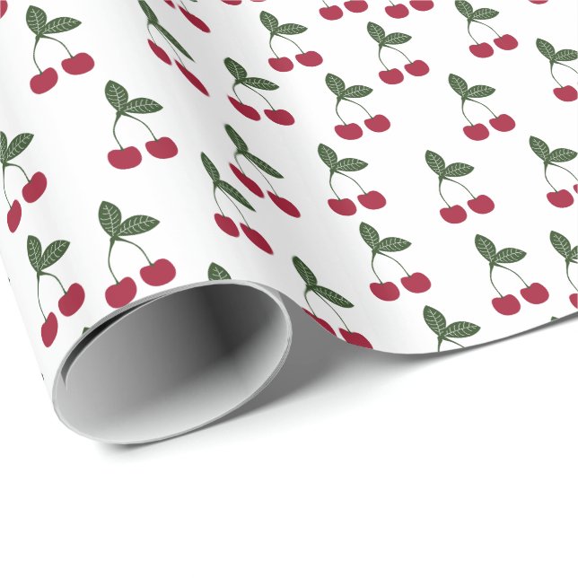 Cadeau Papier à Motif Red Cherries (Coin rond)
