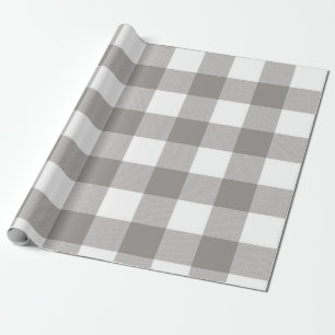 Cadeau Papier à motifs carreaux gris et blanc rustique de