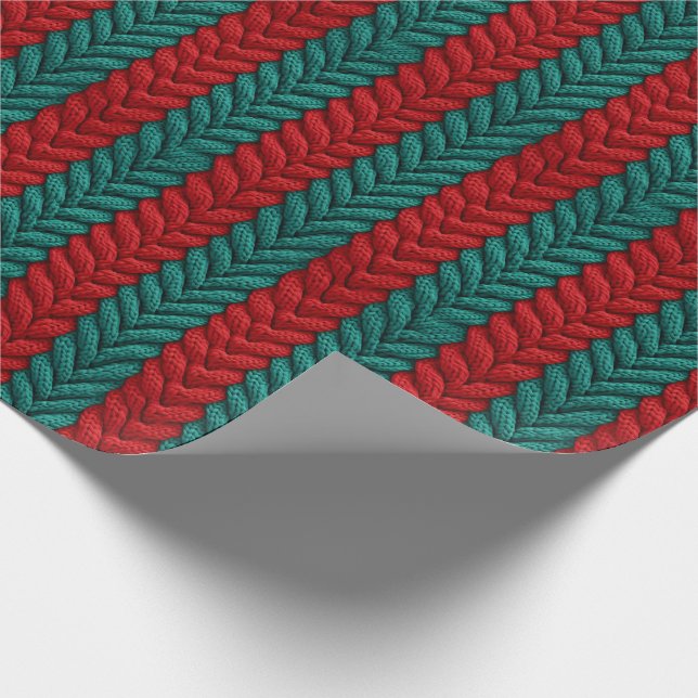 Cadeau Papier à Tricot chaud vert et rouge de Noël (Coin)