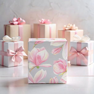 Cadeau Papier aquarelle à motif de fleur de magnolia rose