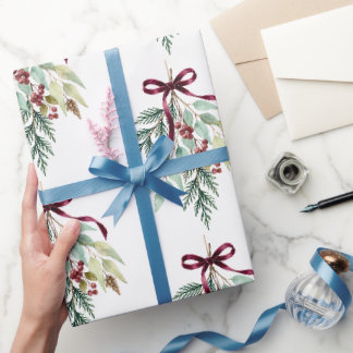 Cadeau Papier aquarelle Noël verdure de Bourgogne