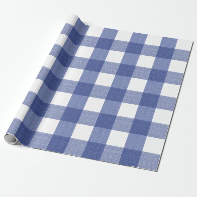 Cadeau Papier bleu de plaid de Buffalo (Déroulé)