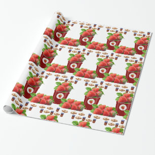 Cadeau Papier brillant à envelopper, fraise au beurre d'a