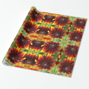 Cadeau Papier brillant à fleur Brown et or
