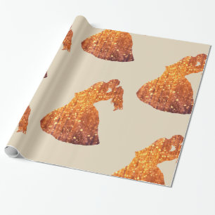 Cadeau Papier brillant, Couple d'or, Baiser, Romance