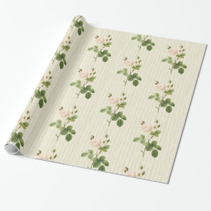 Cadeau Papier brillant, Rose beige Floral