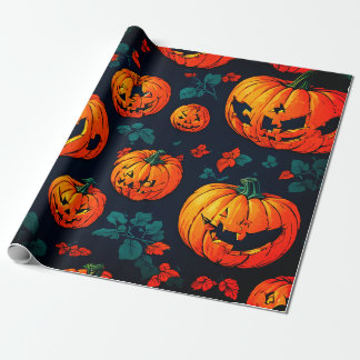Cadeau Papier citrouille orange éffrayant Halloween
