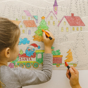 Cadeau Papier craft Noël Town avec le train de Santa en r