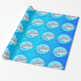 Cadeau Papier dauphin maori enveloppant soleil