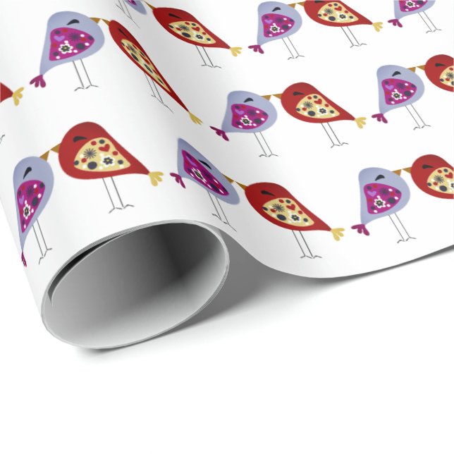 Cadeau Papier de carénage - Inséparables (Coin rond)