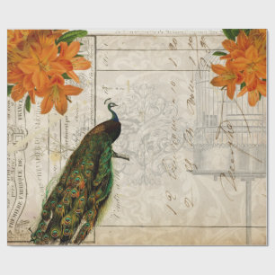 Cadeau Papier de Decoupage d'éphémères de paon