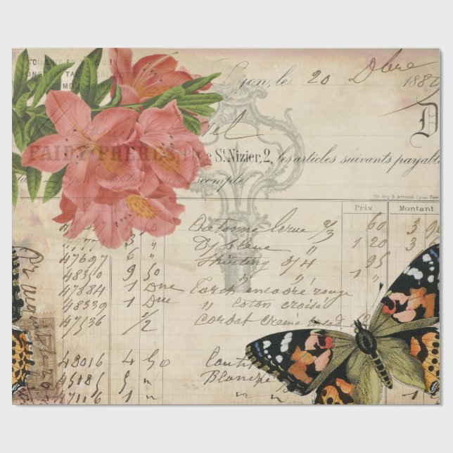 Cadeau Papier de Decoupage d'éphémères de papillon (Plat)