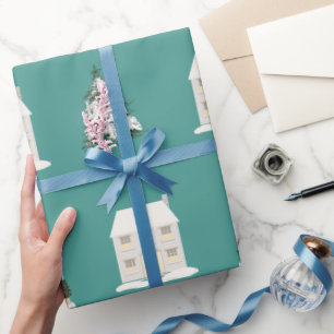 Cadeau Papier de Noël glacé Turquoise de 30 po x 6 pi