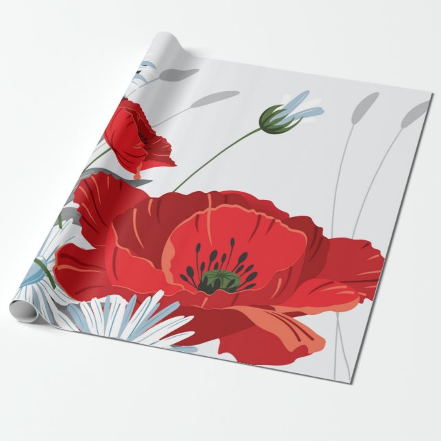 Cadeau Papier de pesage des fleurs rouges (Déroulé)